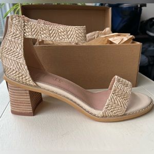 Natural Straw Block Heel Sandals